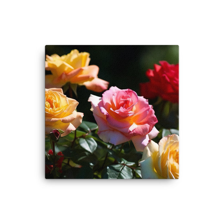 Bright Multi Colored Roses canvas - Posterfy.AI