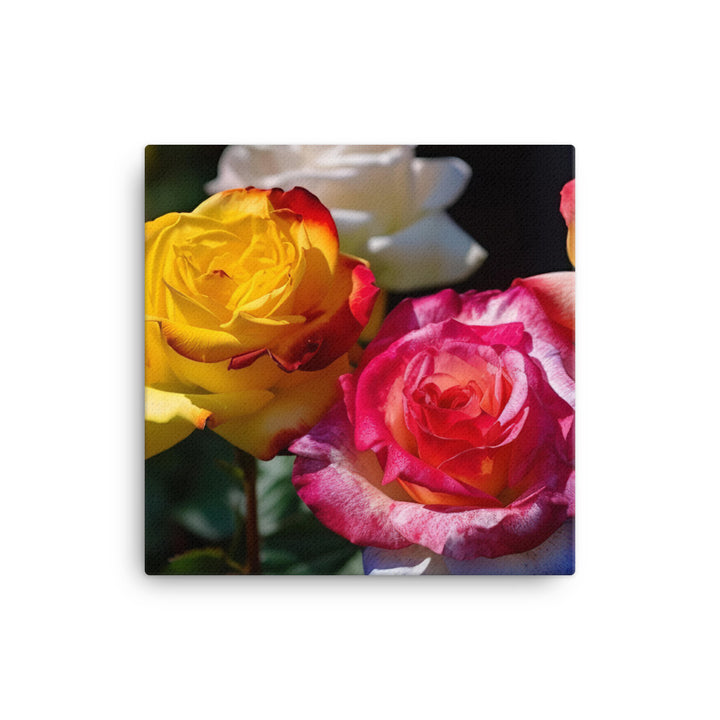 Bright Multi Colored Roses canvas - Posterfy.AI