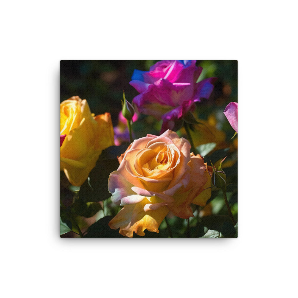 Bright Multi Colored Roses canvas - Posterfy.AI