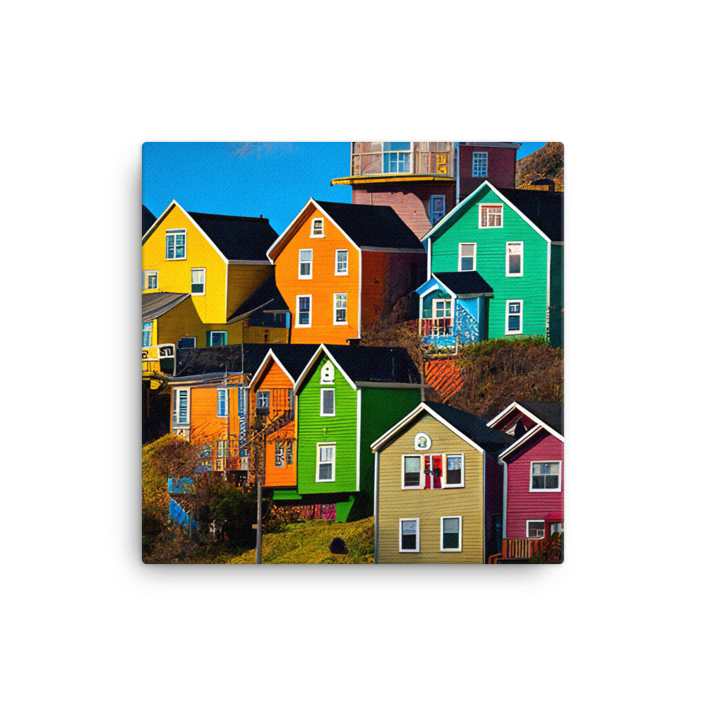 Colorful houses canvas - Posterfy.AI