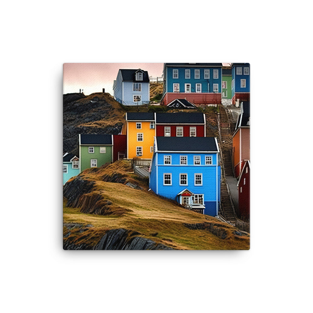 Colorful houses canvas - Posterfy.AI