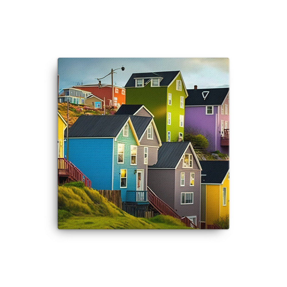 Colorful houses canvas - Posterfy.AI