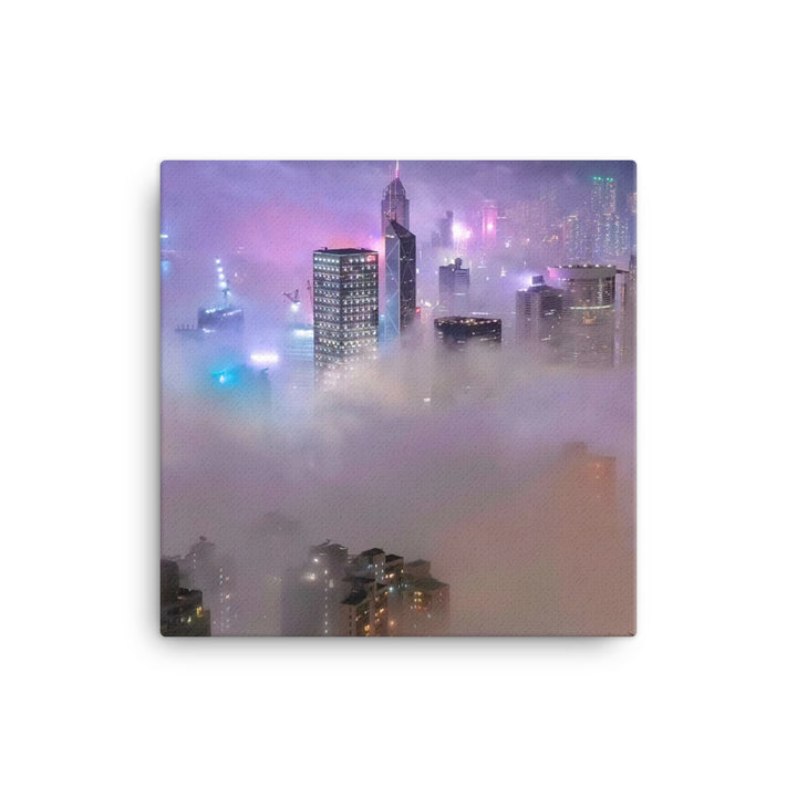 Hong Kong Blanketed in Fog canvas - Posterfy.AI