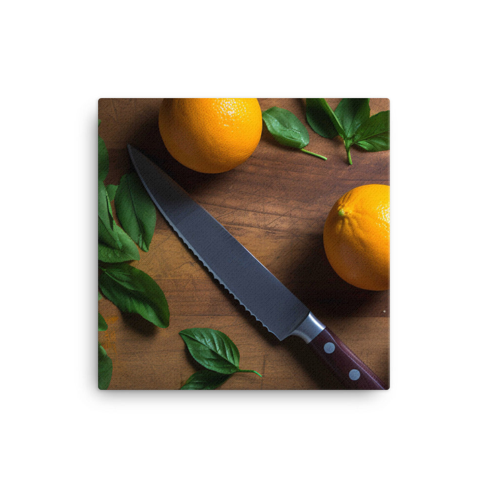 Oranges on a Cutting Board canvas - Posterfy.AI