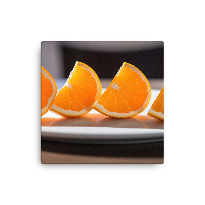 Orange Wedges on a White Plate canvas - Posterfy.AI