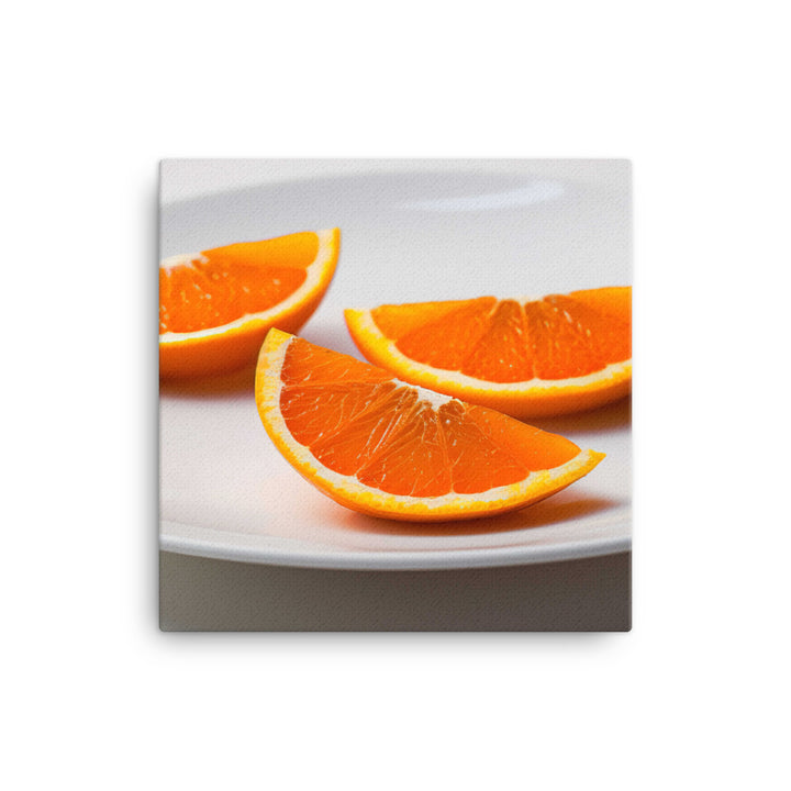 Orange Wedges on a White Plate canvas - Posterfy.AI