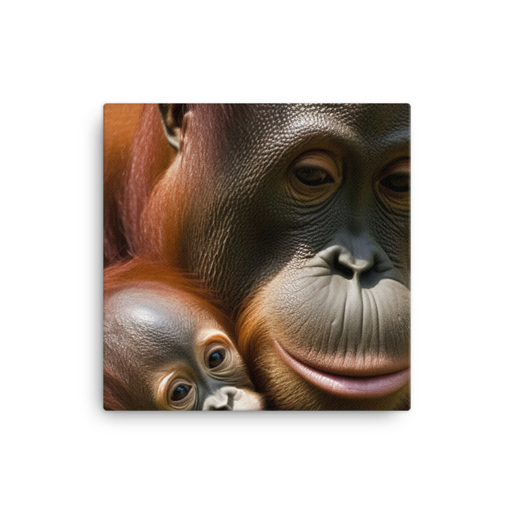 Gentle Orangutan Mother and Baby canvas - Posterfy.AI