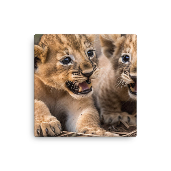 Lion Cubs Playtime canvas - Posterfy.AI