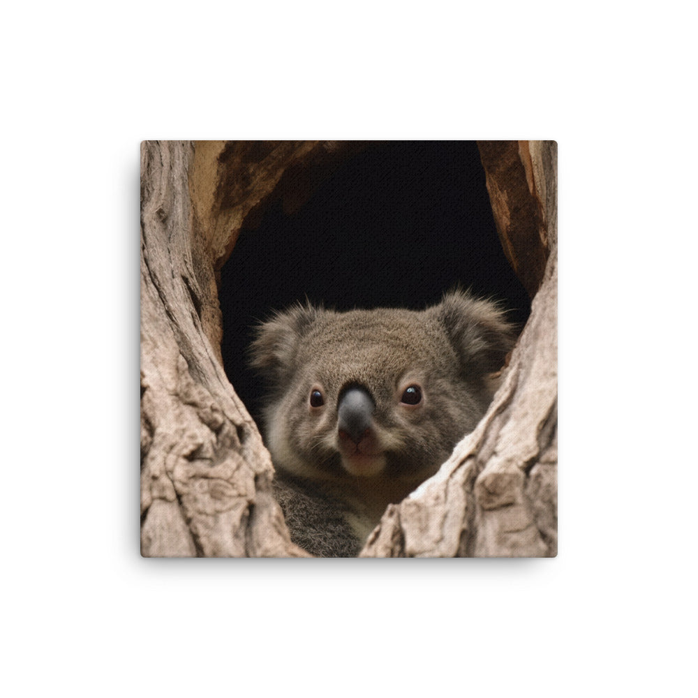 Curious Koala Peeking Out of its Tree Hollow canvas - Posterfy.AI