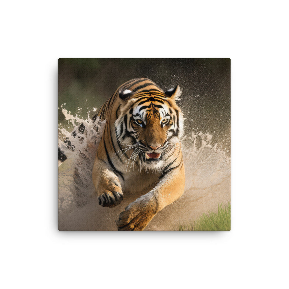 Bengal Tiger Pouncing on Prey canvas - Posterfy.AI