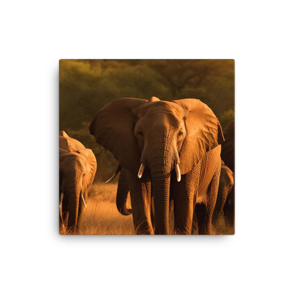 African Elephant Matriarch and Her Herd canvas - Posterfy.AI