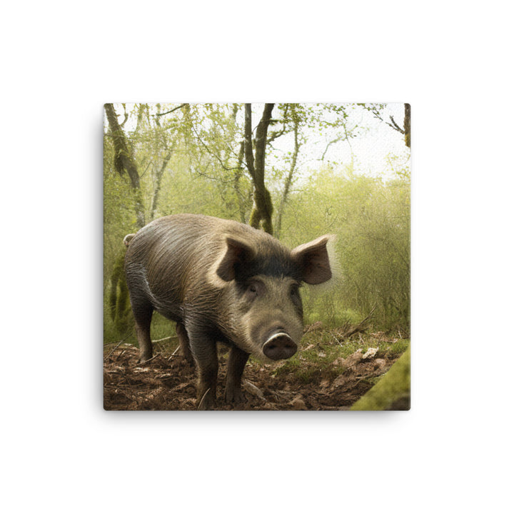Berkshire Pig in its Natural Habitat canvas - Posterfy.AI