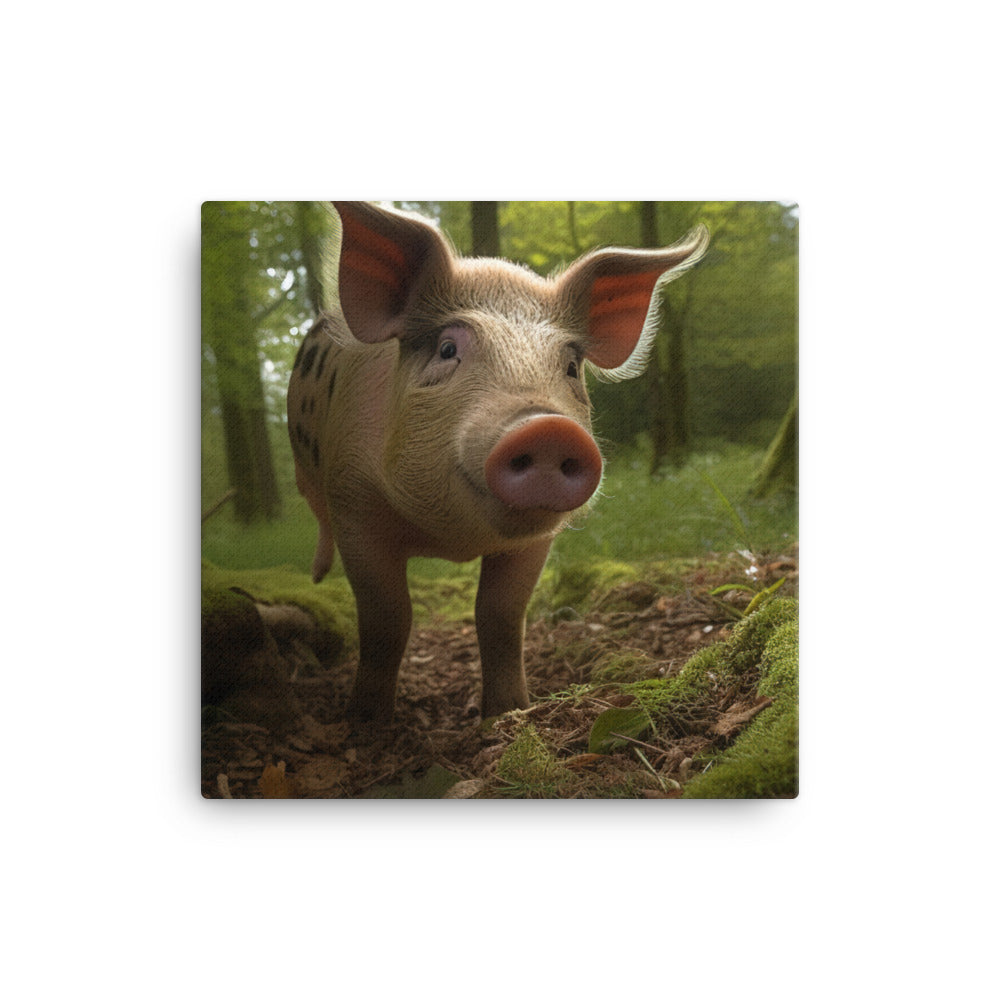 Berkshire Pig in its Natural Habitat canvas - Posterfy.AI