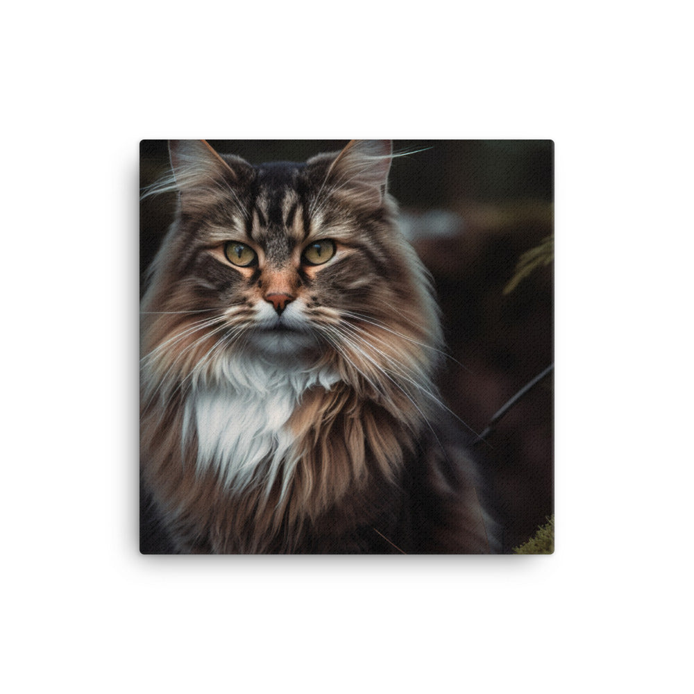 Portrait of a Majestic Norwegian Forest Cat canvas - Posterfy.AI