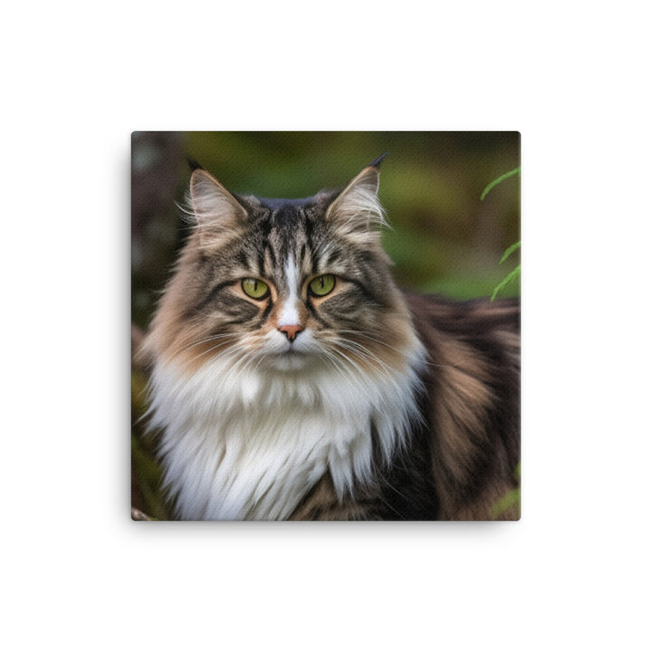 Majestic Norwegian Forest Cat in the Wild canvas - Posterfy.AI