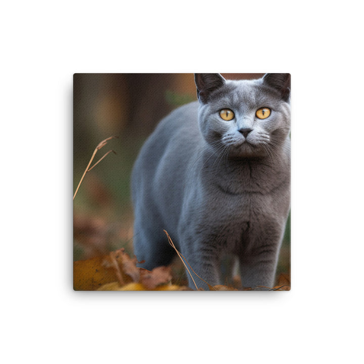 Russian Blue in Natures Playground canvas - Posterfy.AI