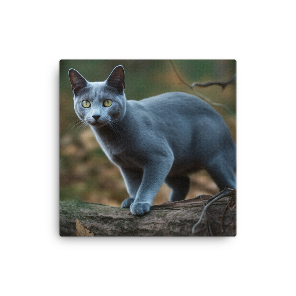 Russian Blue in Natures Playground canvas - Posterfy.AI