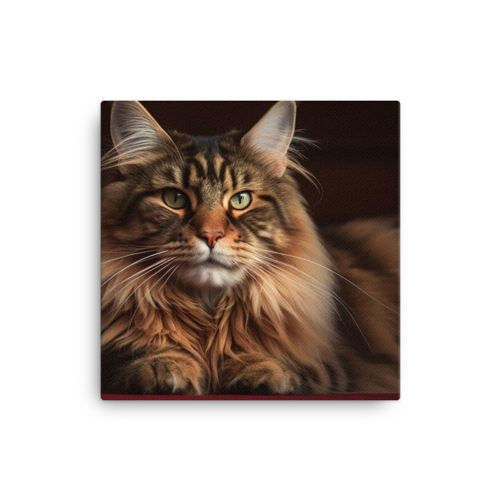 Maine Coon in its element with a regal pose canvas - Posterfy.AI