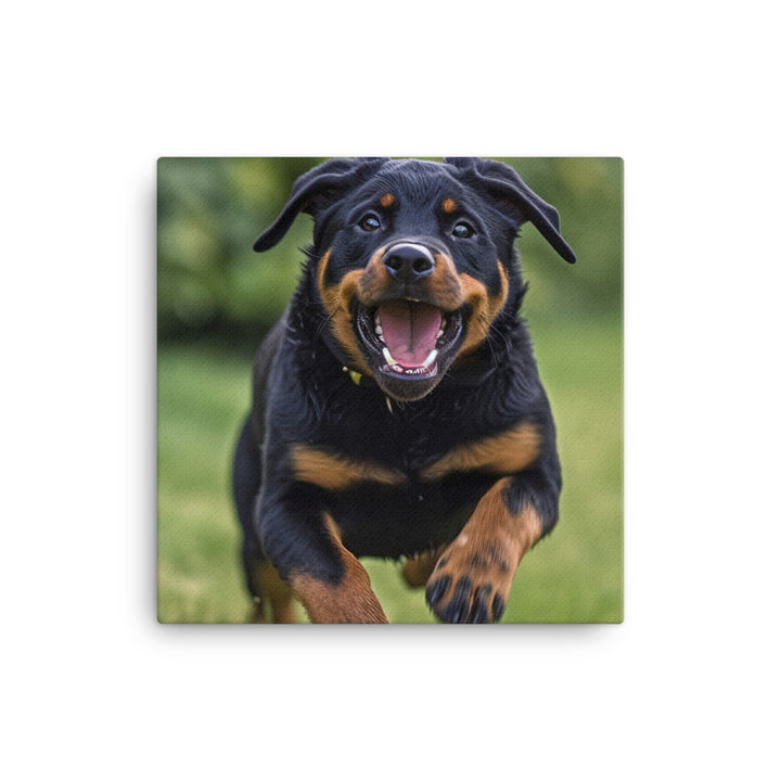 Rottweilers playful side in action canvas - Posterfy.AI