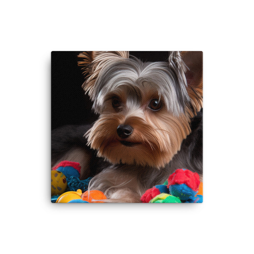 Yorkshire Terrier with Toys canvas - Posterfy.AI