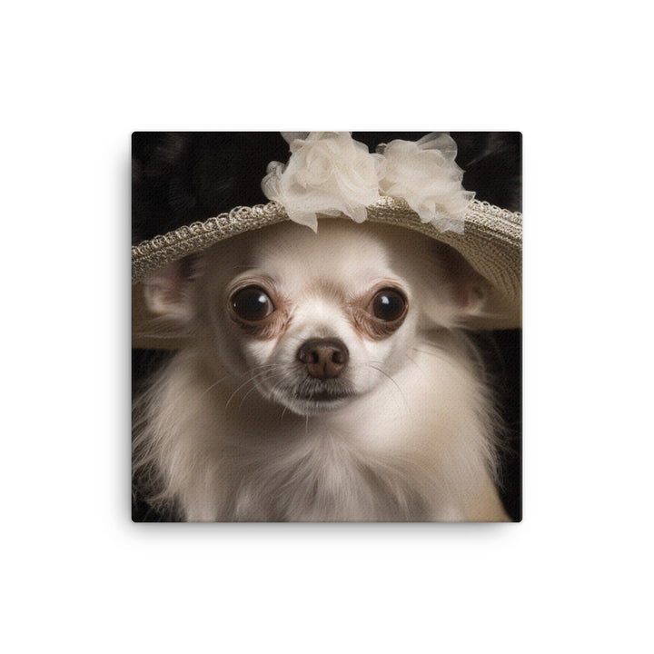 A Chihuahua posing with a boa and hat canvas - Posterfy.AI