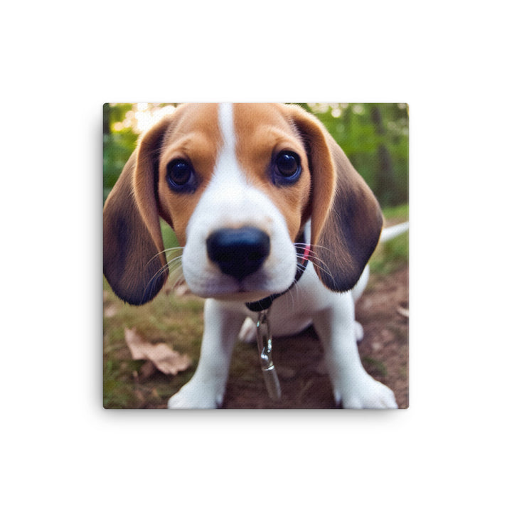 The curious eyes of a Beagle pup canvas - Posterfy.AI