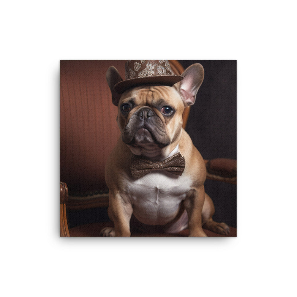 A French Bulldog dressed up in a bow tie canvas - Posterfy.AI