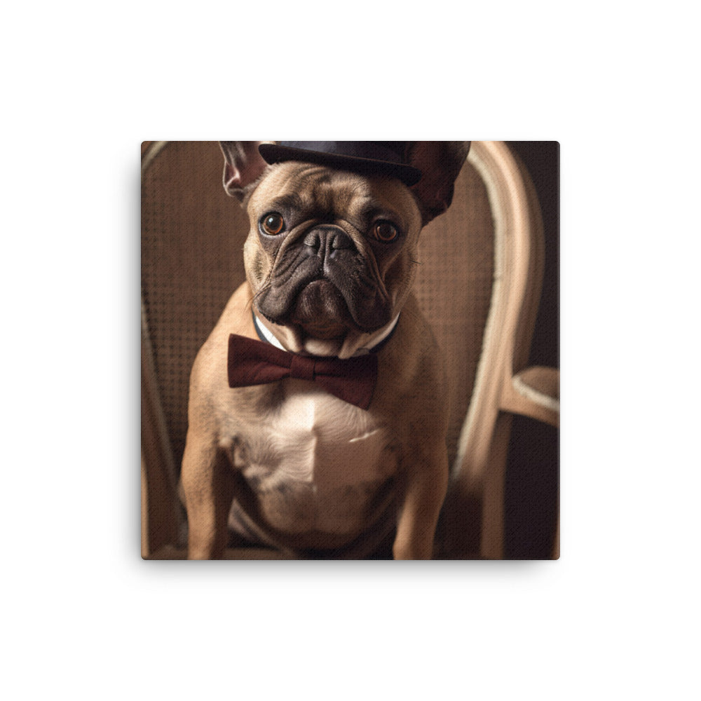 A French Bulldog dressed up in a bow tie canvas - Posterfy.AI