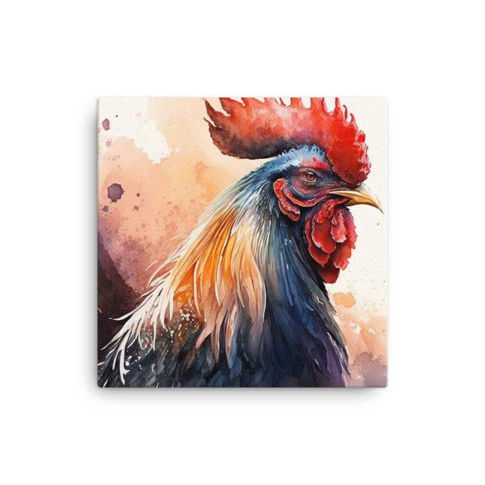 Rooster in watercolour canvas - Posterfy.AI