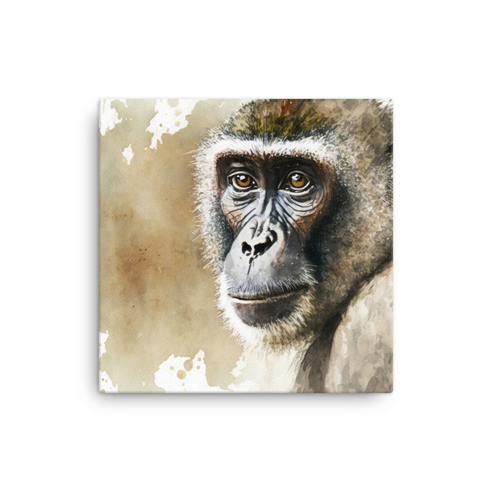Monkey in watercolour canvas - Posterfy.AI