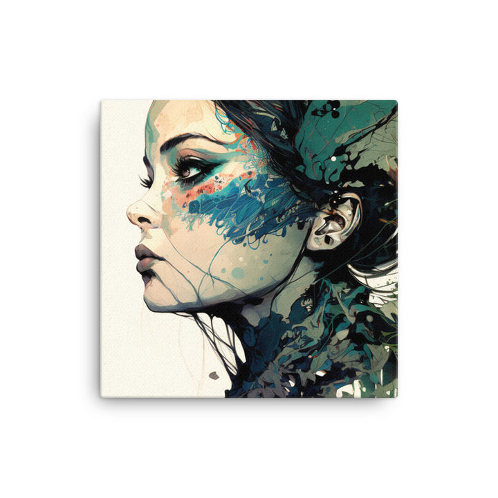 Contemplating girl in contemporary ornamental style canvas - Posterfy.AI