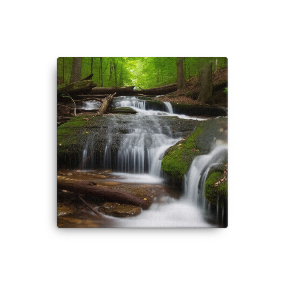 Majestic Waterfall in the Woods canvas - Posterfy.AI