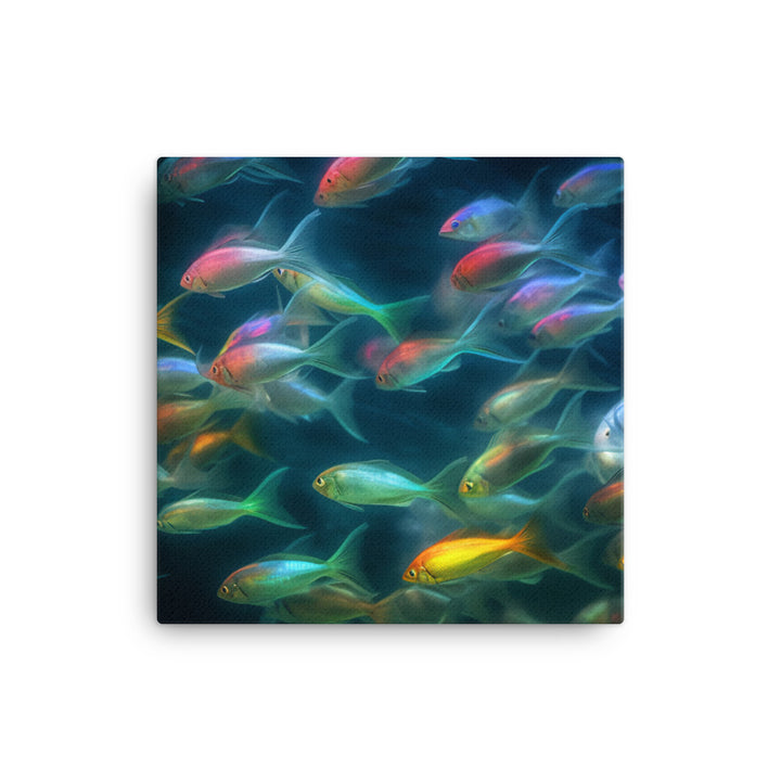 Rainbow Fish Schooling canvas - Posterfy.AI