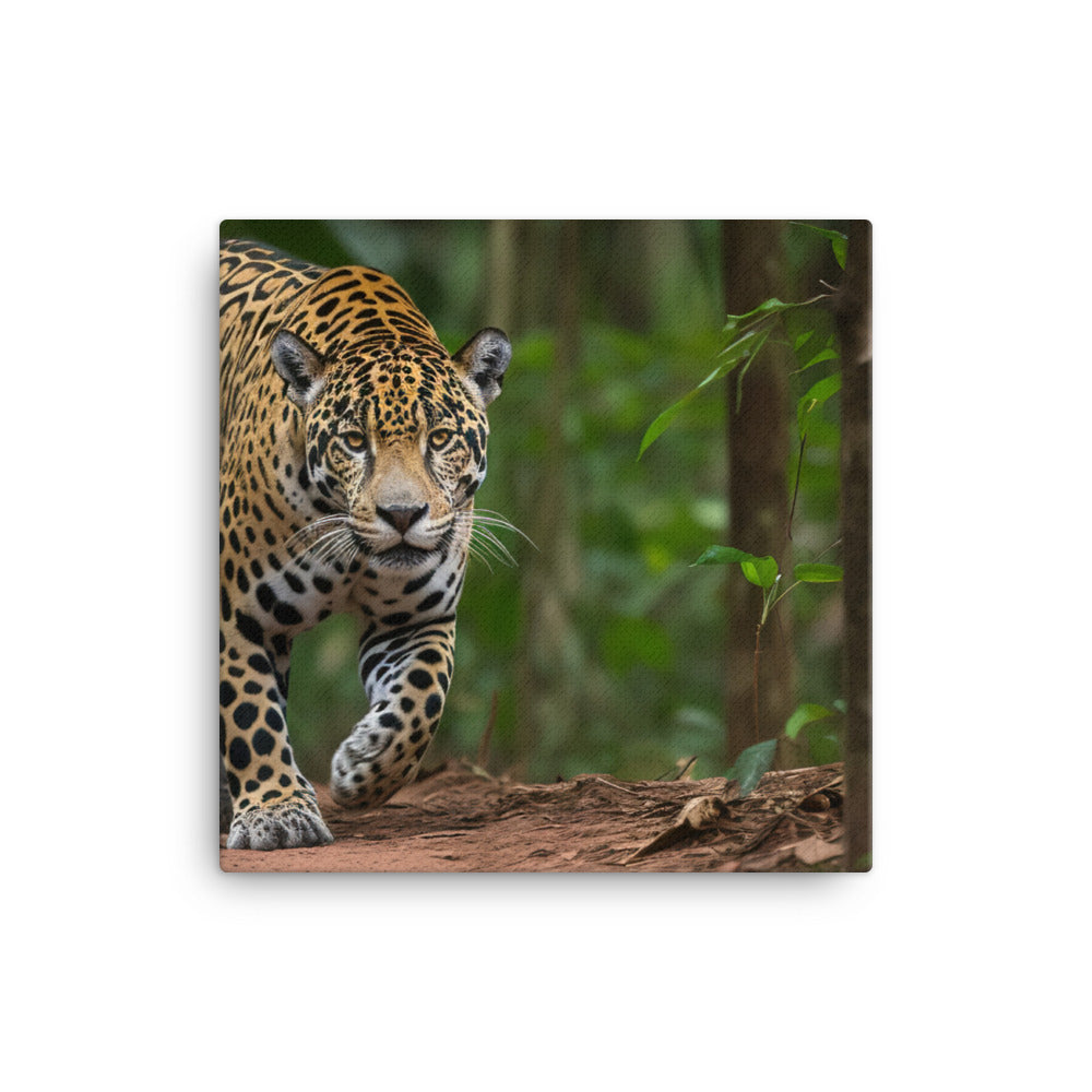 Majestic Jaguar Strolling Through the Jungle canvas - Posterfy.AI