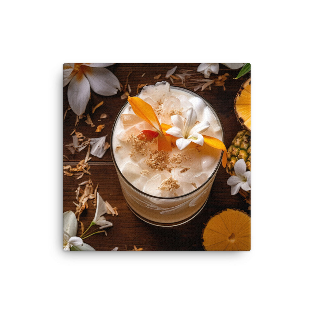 Rum Cocktail with Pineapple and Coconut canvas - Posterfy.AI