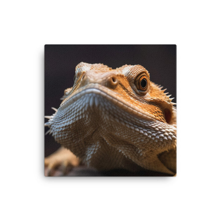 Close-Up Portrait of a Bearded Dragon canvas - Posterfy.AI