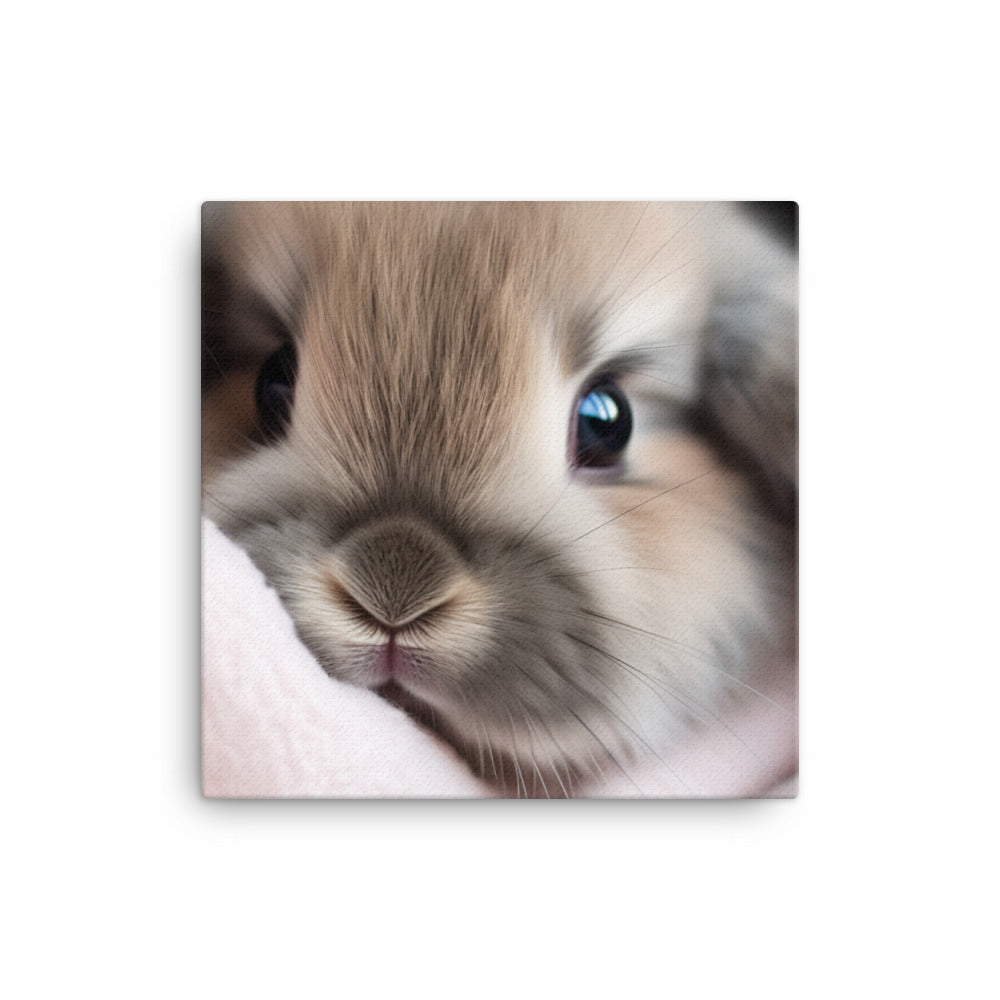 Mini Lop Bunny in a Cozy Blanket canvas - Posterfy.AI