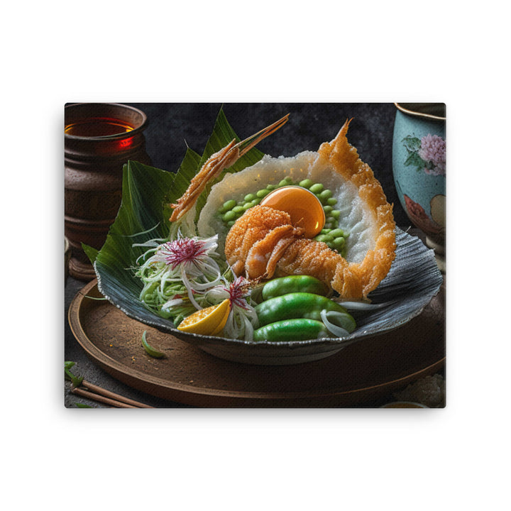 A plate of crispy and golden tempura canvas - Posterfy.AI