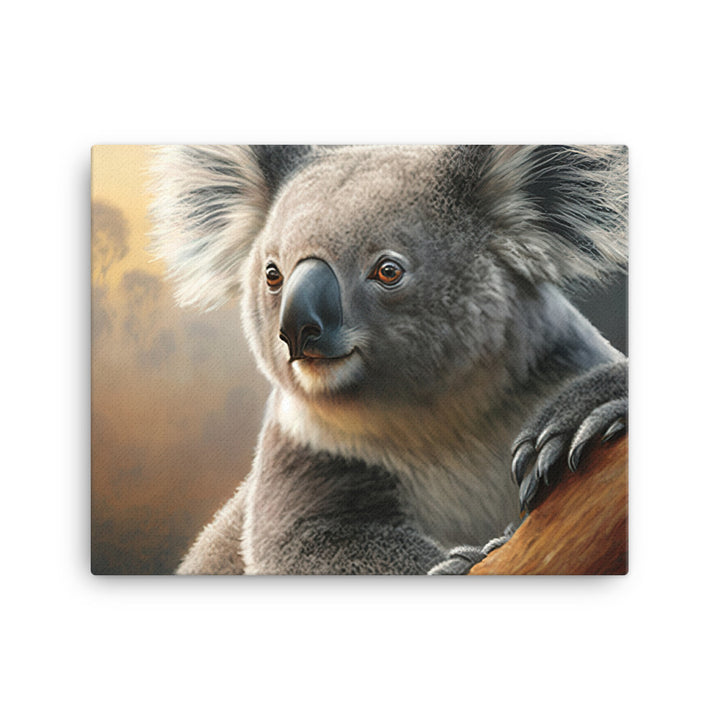 A majestic koala perched at the top of a tall eucalyptus tree canvas - Posterfy.AI