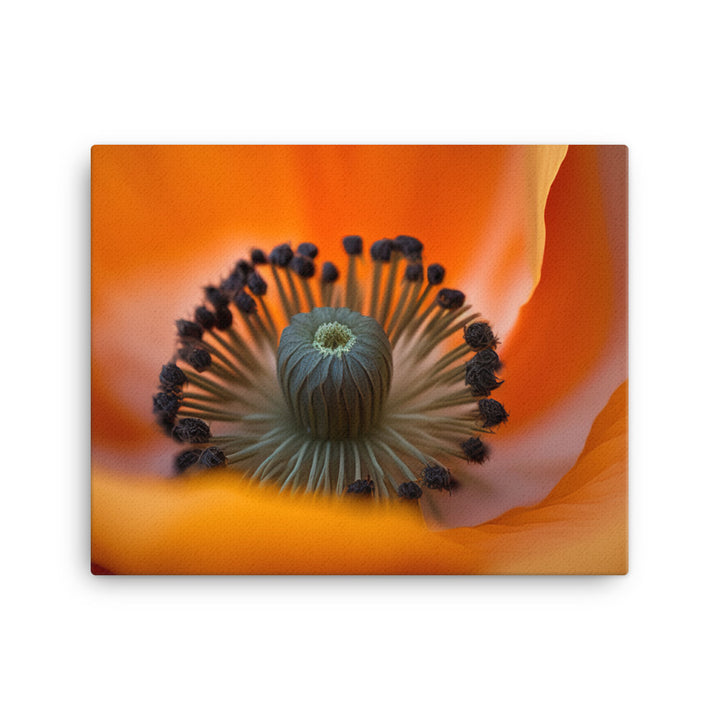 A macro shot of a bright orange poppy canvas - Posterfy.AI