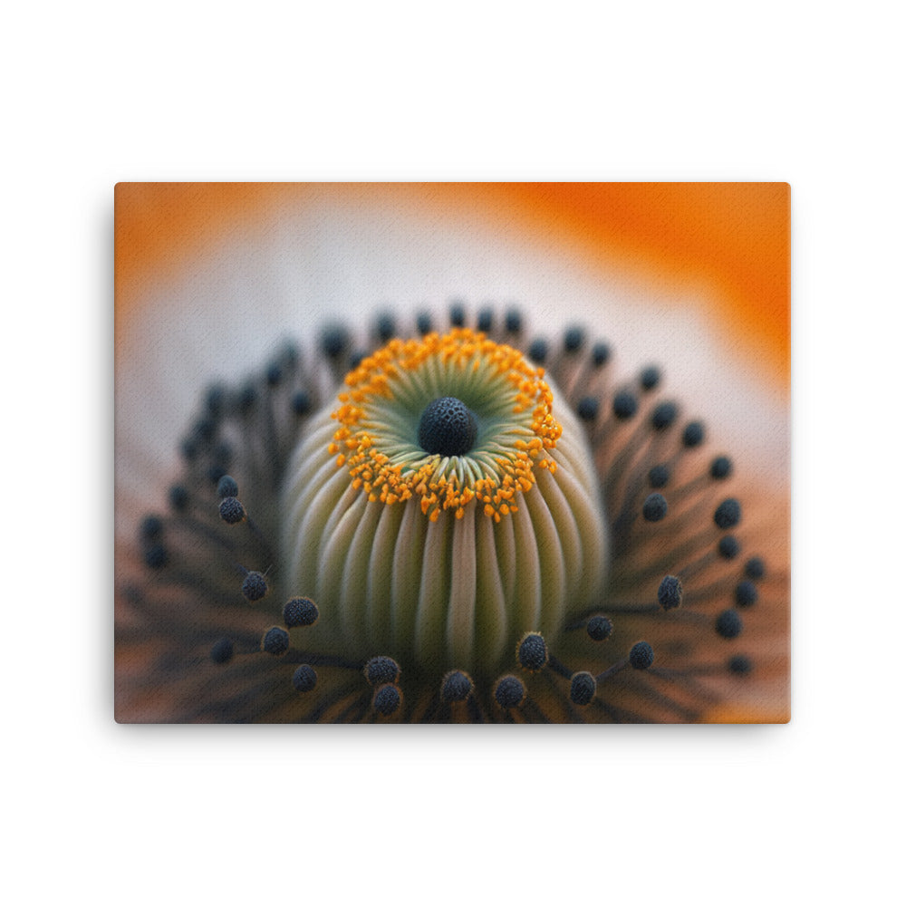 A macro shot of a bright orange poppy canvas - Posterfy.AI