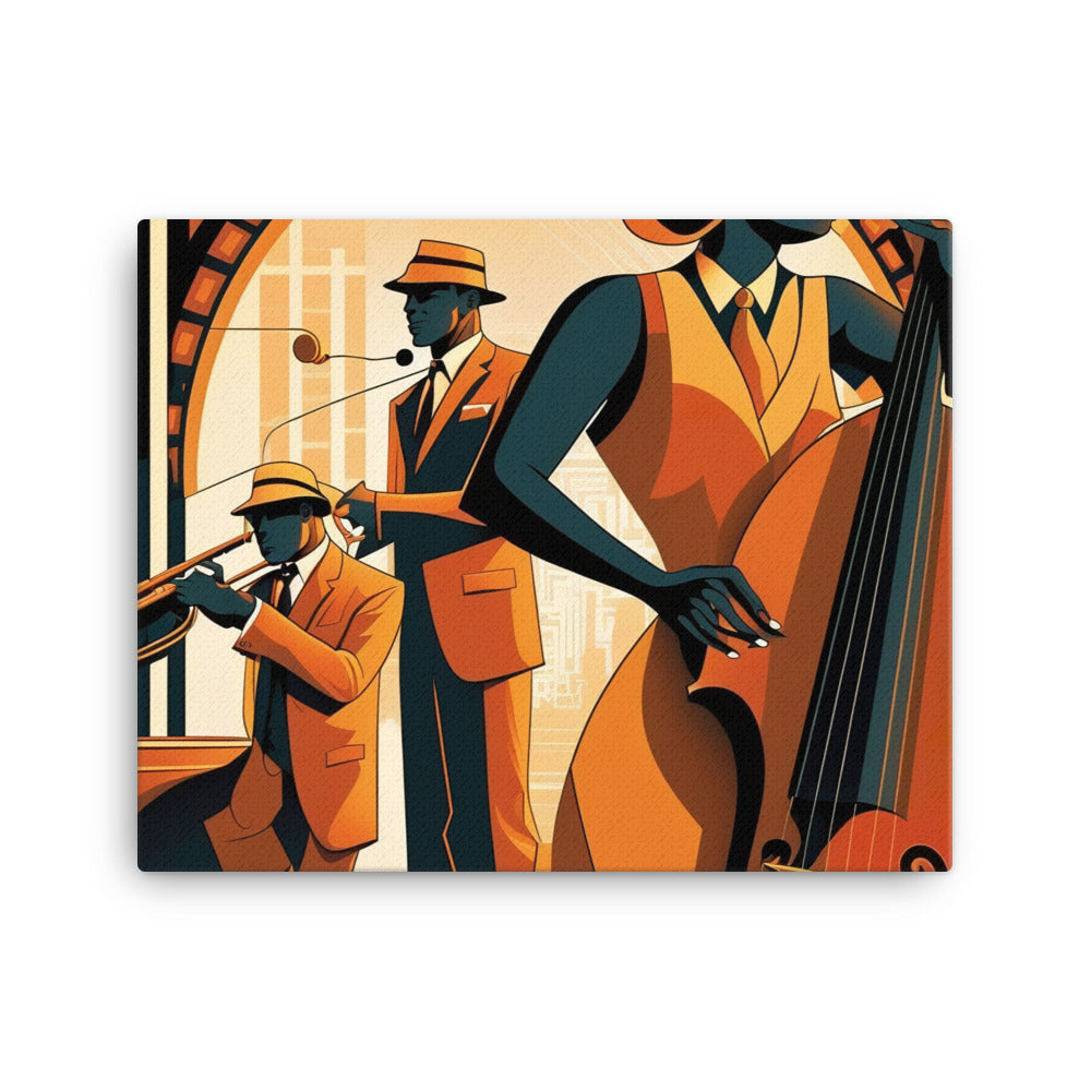 Jazz band in Art Deco era canvas - Posterfy.AI