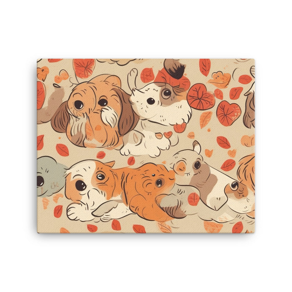 Puppy love Pattern canvas - Posterfy.AI