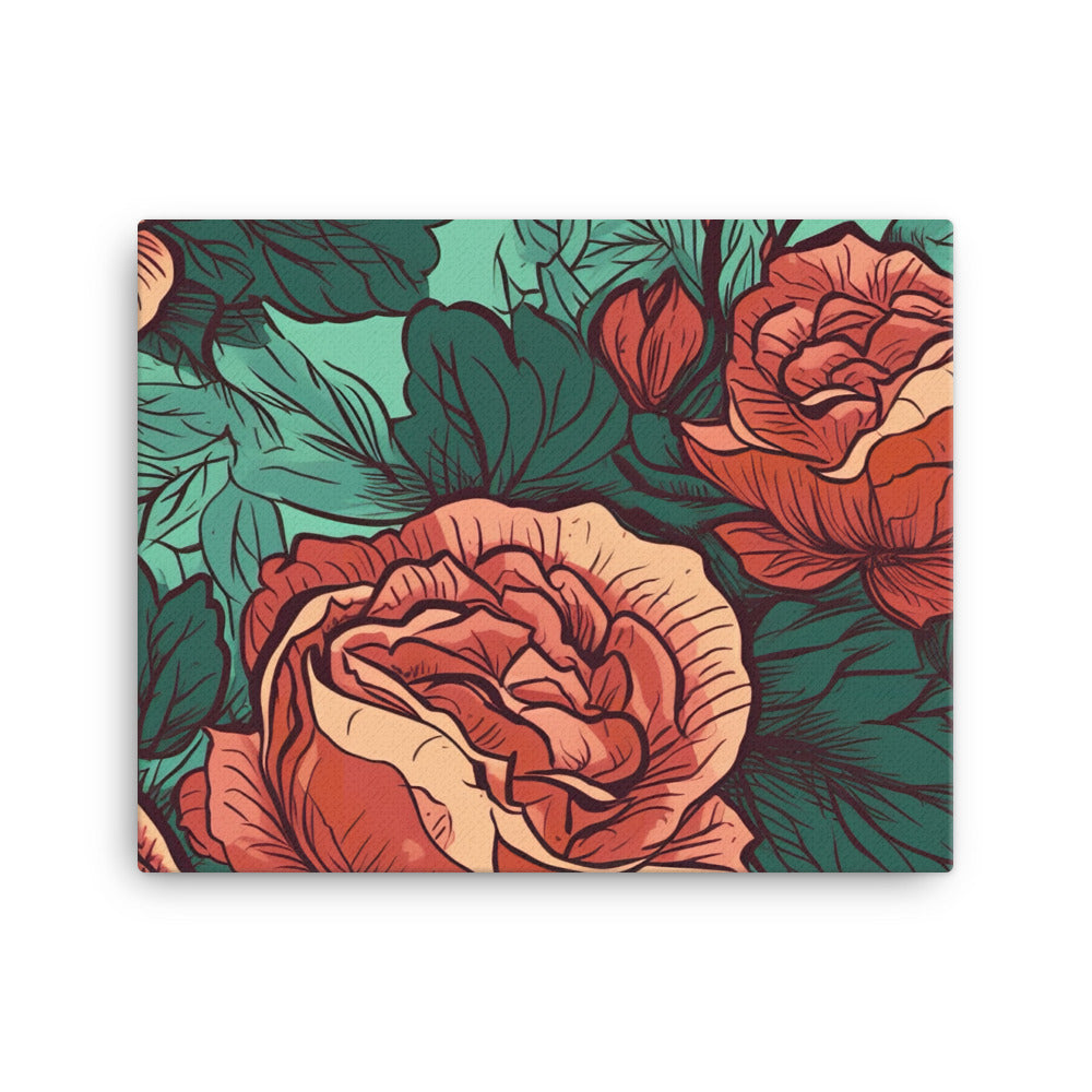 Rose Pattern canvas - Posterfy.AI