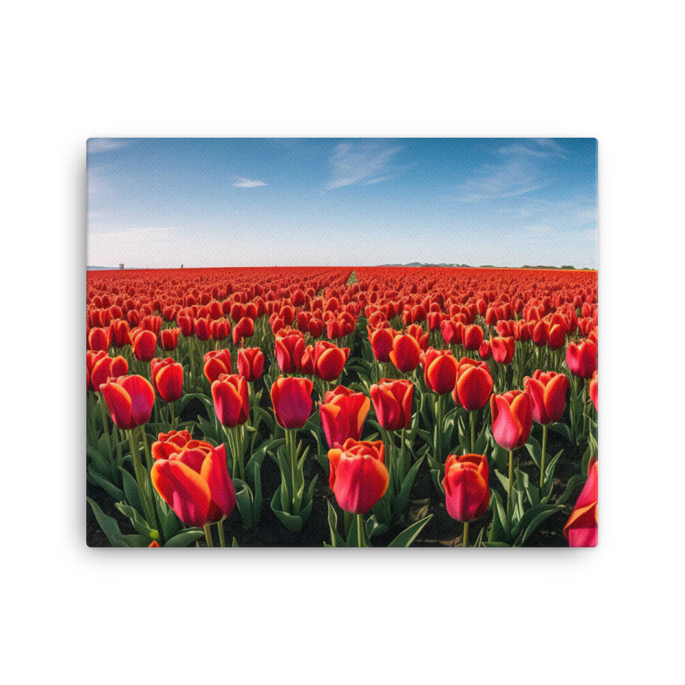 Capturing the Serenity of Tulip Fields canvas - Posterfy.AI