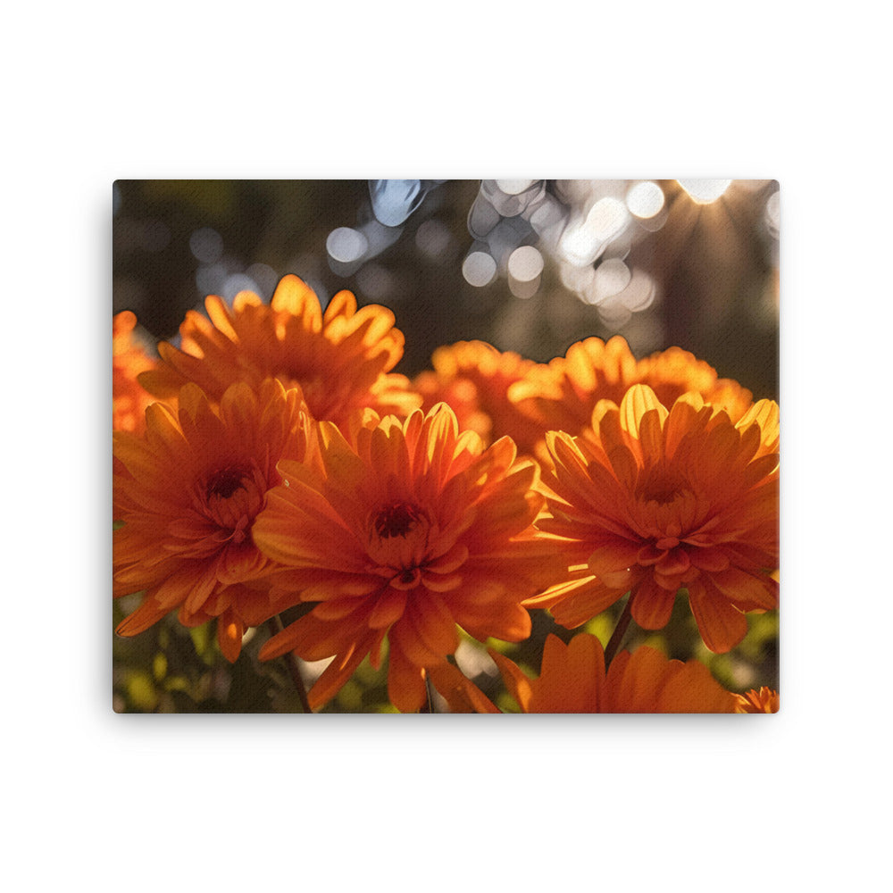 Chrysanthemums in the Fall Foliage canvas - Posterfy.AI