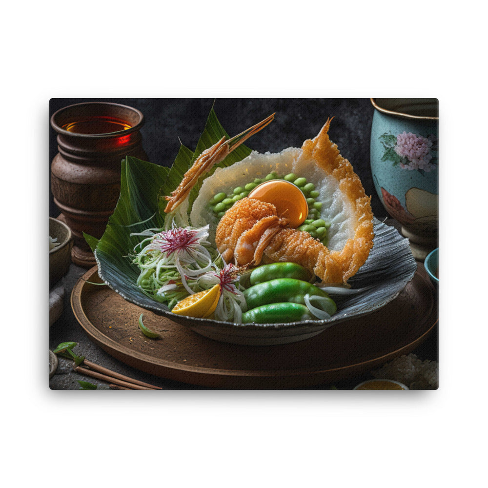 A plate of crispy and golden tempura canvas - Posterfy.AI