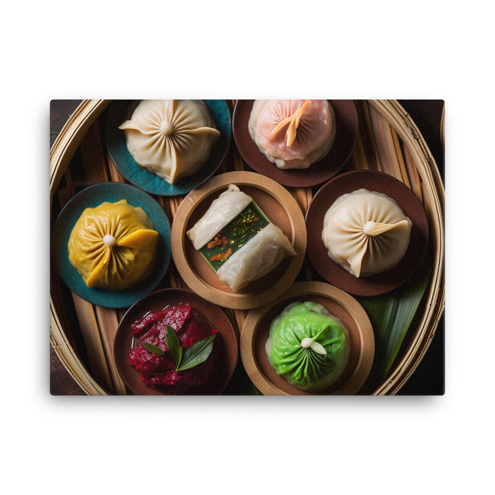 A colorful platter of dim sum 點心拼盤 canvas - Posterfy.AI