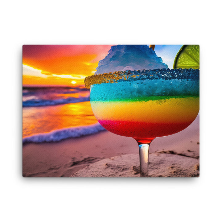 A colorful margarita with salt on the rim canvas - Posterfy.AI