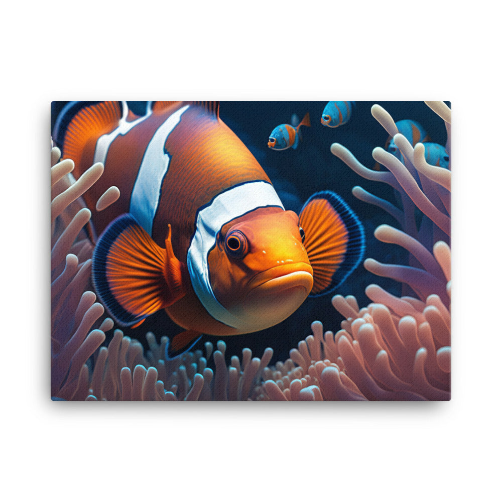 A playful clownfish swimming canvas - Posterfy.AI